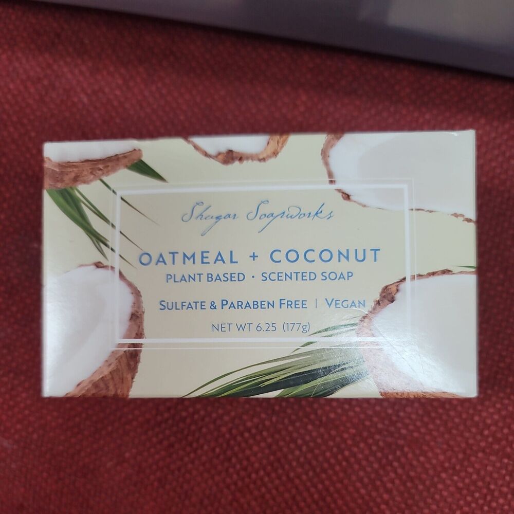 5 Pks Shugar Soapworks Oatmeal Coconut Vegan Scented Bar Soap, 5 oz, US Made